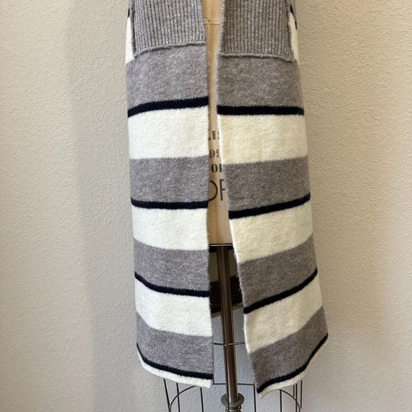 ANTHROPOLOGIE Pencey Long Stripe Open Vest in Grey White Navy - Picture 4 of 12